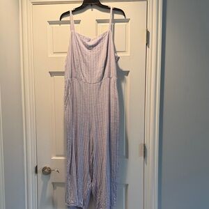 Old Navy Lavender Striped Cropped Jumpsuit